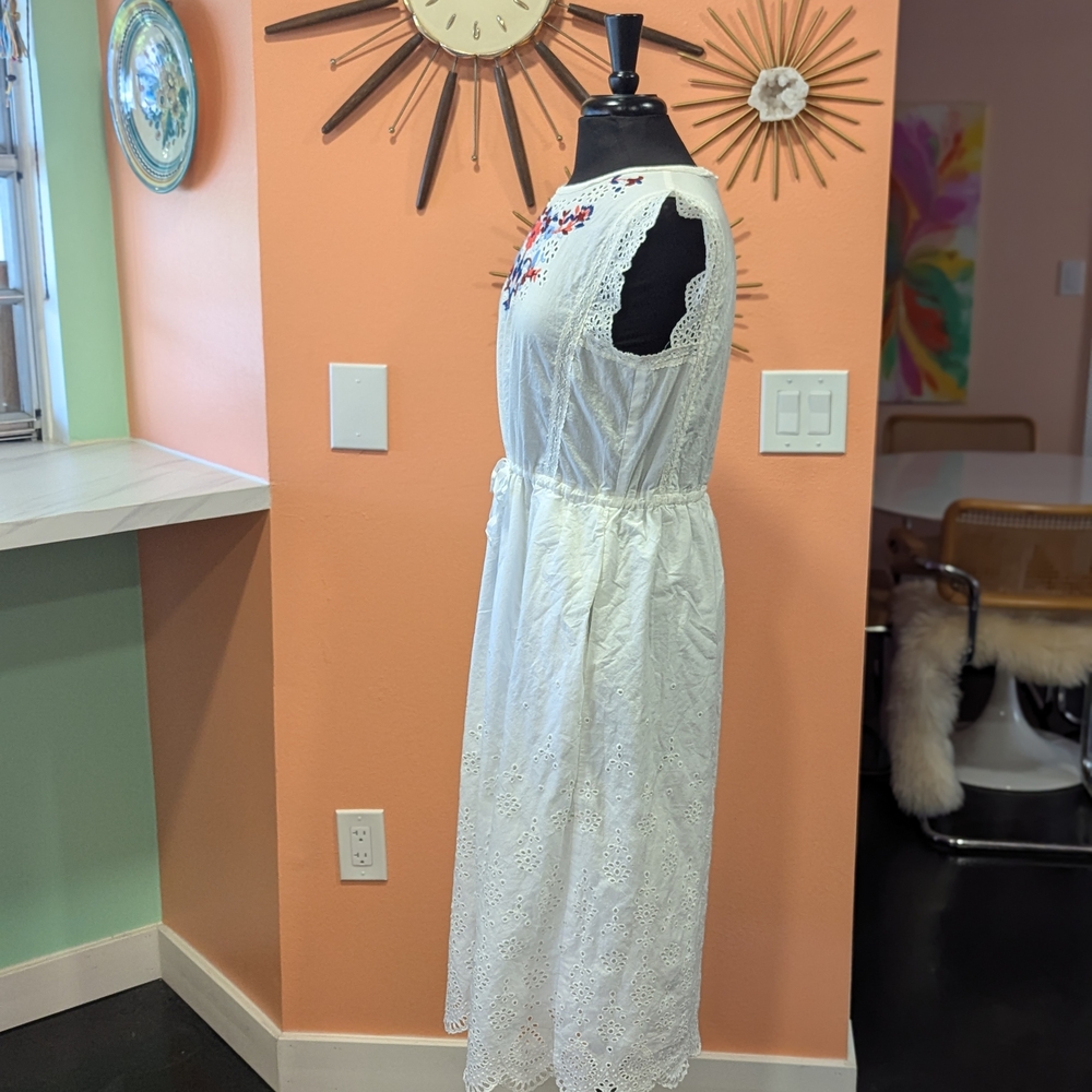 Rebecca Taylor 6 White Eyelet Flutter Sleeve Sundress Embroidered Midi Luxury - Picture 6 of 16
